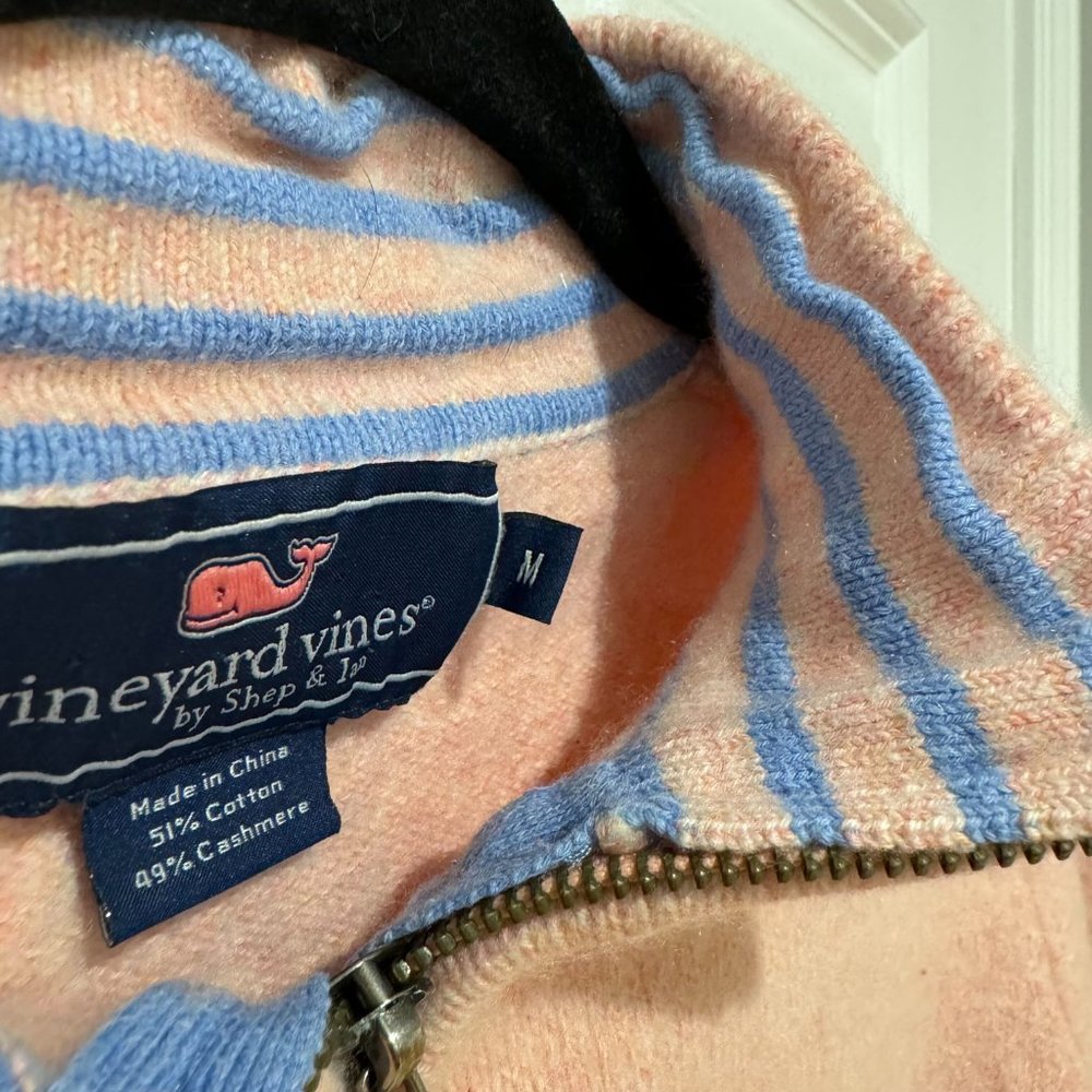 Vineyard Vines Salmon Pink Quarter Zip Pullover - Size Medium Kids - Picture 4 of 6